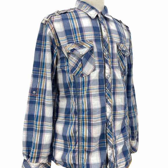 BKE Men's Multicolor Pearl Snap Up Long Sleeve Sli - Picture 3 of 6